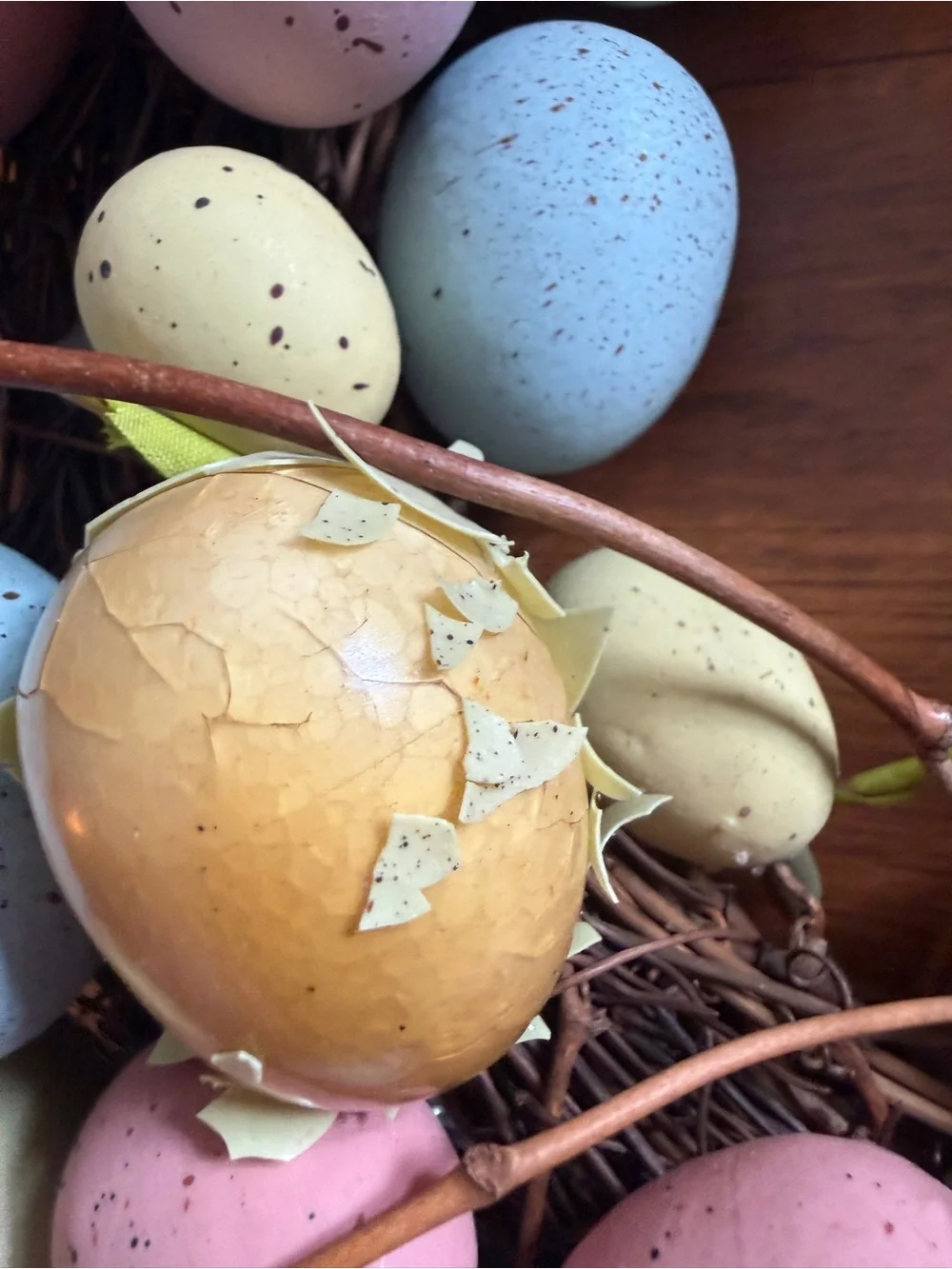 Pastel Easter Egg Wreath - Spring Door Decor in Pink, Blue, Green, Cream, Yellow